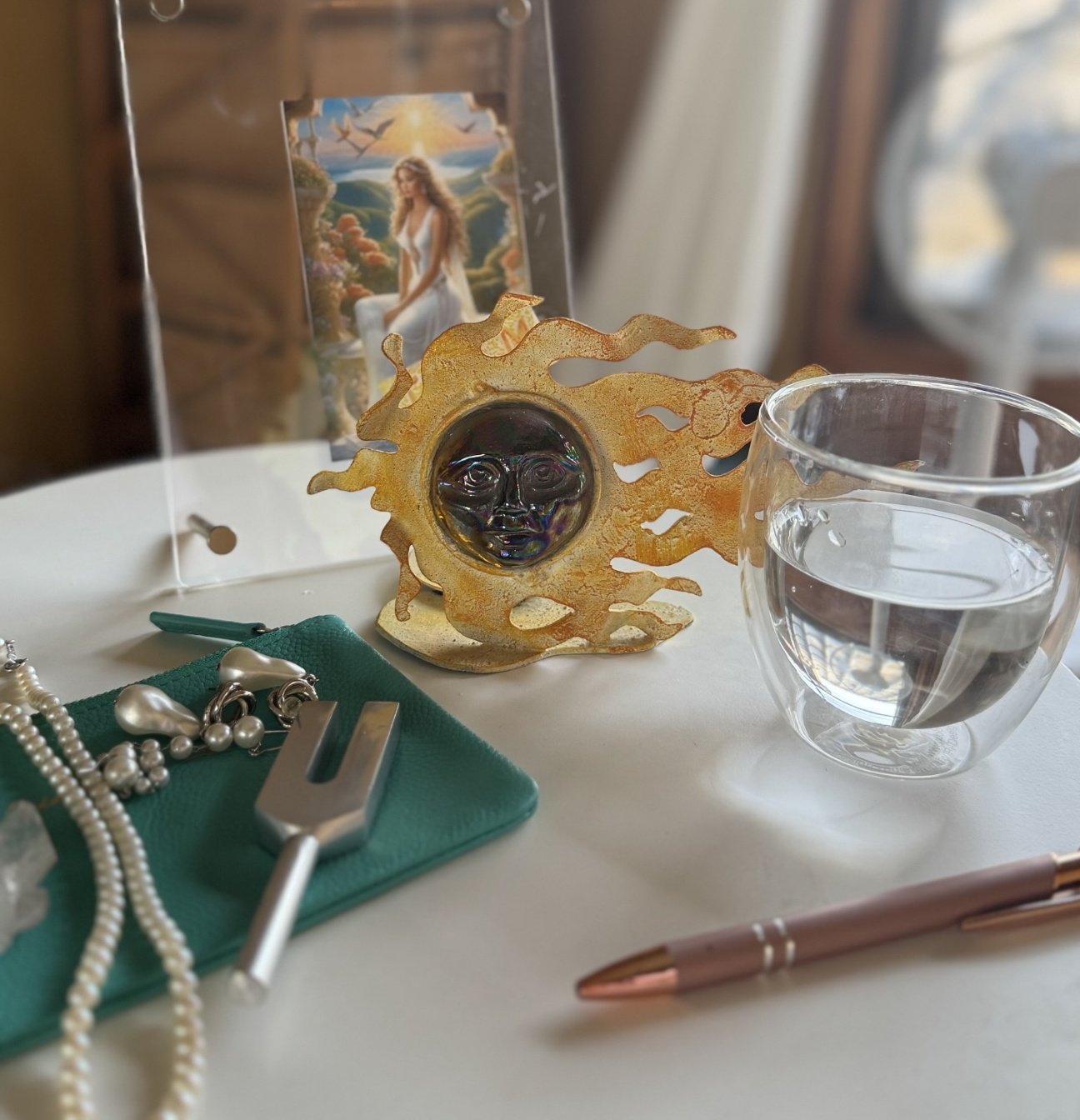 Life Coaching practice — mala beads, water, and intention